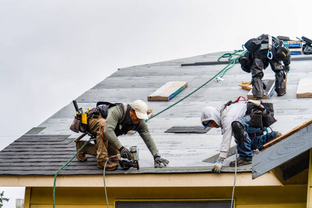 Professional Gutter Installation technician working in Quaker City, OH